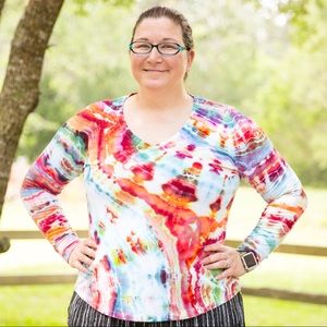 Hand tie dyed tee shirt.